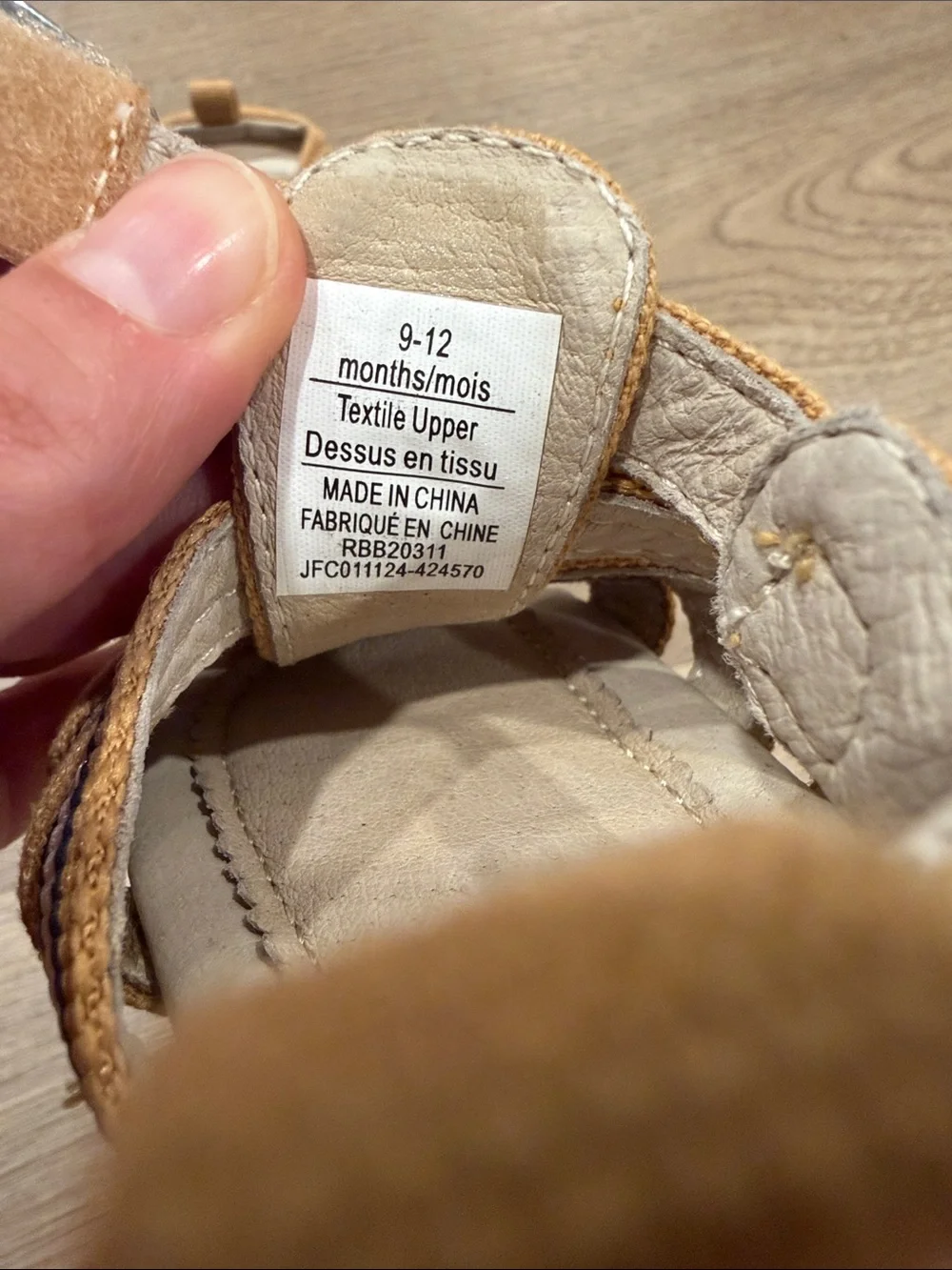 Robeez Baby Tan Canvas Sandals with Striped Accent
